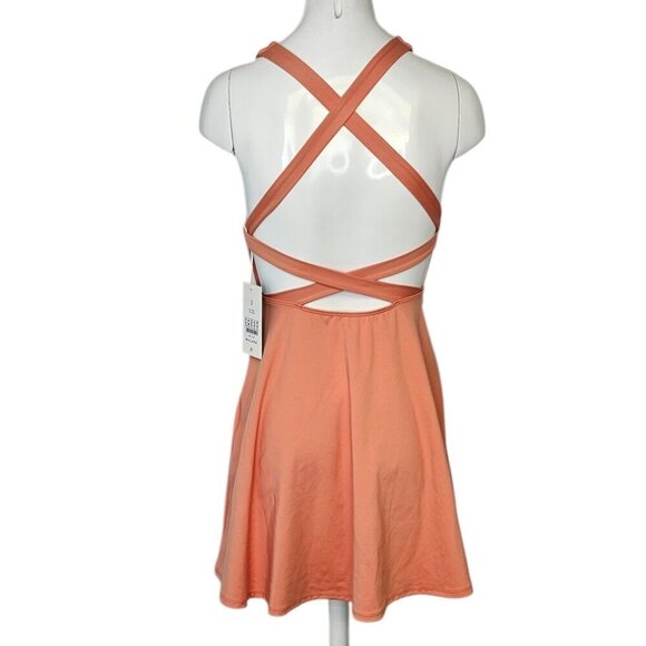 Halara Womens Athletic Open Back Strappy Dress, Orange, Unlined, Size Small - Picture 2 of 7